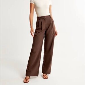 Abercrombie & Fitch Sloane Tailored Wide Leg Pant size Small Long in Brown